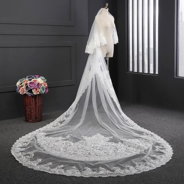bridal veils real pos wedding accessory 2 tiers luxury veil lace edge chapel length long with metal comb voile mariage, Black
bridal veils real pos wedding accessory 2 tiers luxury veil lace edge chapel length long with metal comb voile mariage, Black