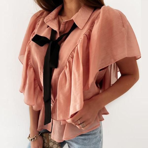 women's blouses & shirts summer butterfly sleeve ruffle chiffon blouse women tie-up knot button office lady shirt 2021 spring casual so, White
women's blouses & shirts summer butterfly sleeve ruffle chiffon blouse women tie-up knot button office lady shirt 2021 spring casual so, White