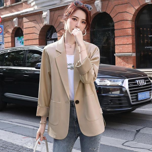 women's suits & blazers 2021 spring professional suit english style versatile uniform student casual small fresh loose coat, White;black
women's suits & blazers 2021 spring professional suit english style versatile uniform student casual small fresh loose coat, White;black