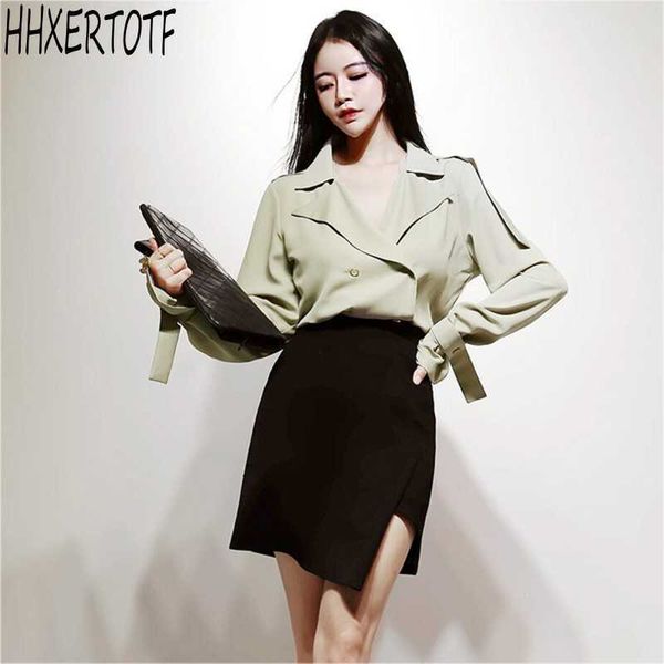 spring temperament lapel double-breasted long-sleeved shirt + irregular hip skirts 2 pieces sets 210531, White
spring temperament lapel double-breasted long-sleeved shirt + irregular hip skirts 2 pieces sets 210531, White