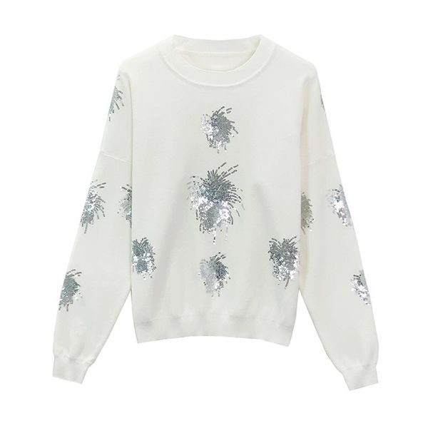women's sweaters 2021 autumn winter korean jumpers blouse b sequins embroidered knit fashionable pullover long sleeve sweater female co, White;black
women's sweaters 2021 autumn winter korean jumpers blouse b sequins embroidered knit fashionable pullover long sleeve sweater female co, White;black