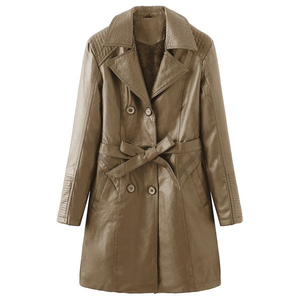 women's winter fashion solid color long sleeve notched collar fleece lined warm long jacket office retro pu jacket, Black
women's winter fashion solid color long sleeve notched collar fleece lined warm long jacket office retro pu jacket, Black