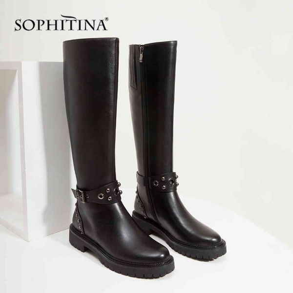 sophitina fashion metal decoration boots genuine leather round toe shoes comfortable design women's boots sc338 210513, Black
sophitina fashion metal decoration boots genuine leather round toe shoes comfortable design women's boots sc338 210513, Black