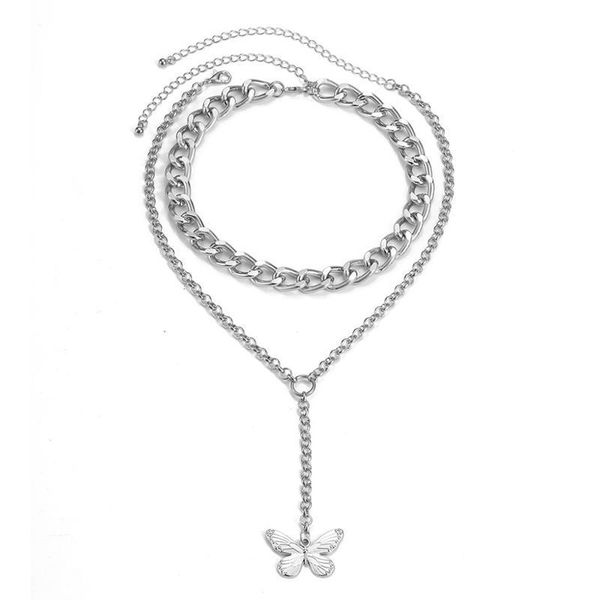 pendant necklaces 2021 the layered necklace alloy punk link chain choker butterfly dangle clavicle for lady, Silver
pendant necklaces 2021 the layered necklace alloy punk link chain choker butterfly dangle clavicle for lady, Silver