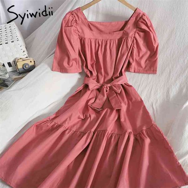 fashion ruffles high waist shirts dresses women bow lace up puff sleeve square collar a-line solid clothing summer 210607, Black;gray
fashion ruffles high waist shirts dresses women bow lace up puff sleeve square collar a-line solid clothing summer 210607, Black;gray
