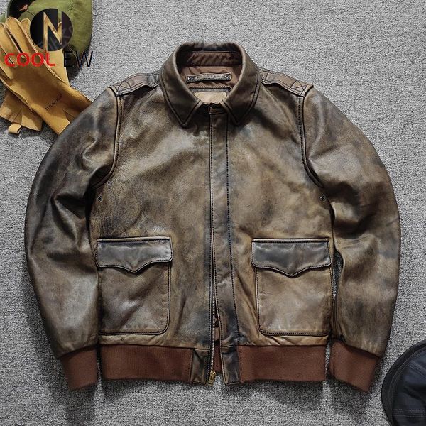 men's leather & faux 2021 vintage brown genuine jacket men military style plus size 3xl real natural horsehide autumn slim fit short a2, Black
men's leather & faux 2021 vintage brown genuine jacket men military style plus size 3xl real natural horsehide autumn slim fit short a2, Black