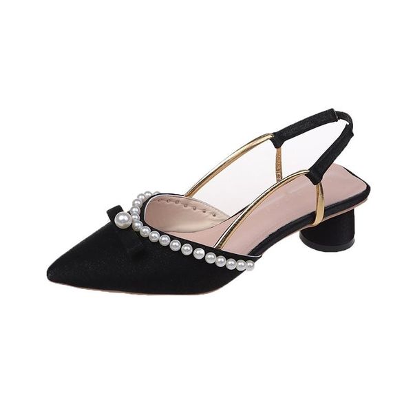 summer fashion all-match korean style pointed pearl thick heel single shoes gentle temperament female sandals, Black
summer fashion all-match korean style pointed pearl thick heel single shoes gentle temperament female sandals, Black