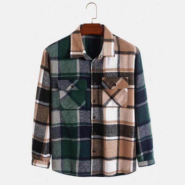 men's casual shirts autumn mens long sleeve plaid turn-down collar buttons cardigan 2021 fashion loose shirt men streetwear, White;black
men's casual shirts autumn mens long sleeve plaid turn-down collar buttons cardigan 2021 fashion loose shirt men streetwear, White;black