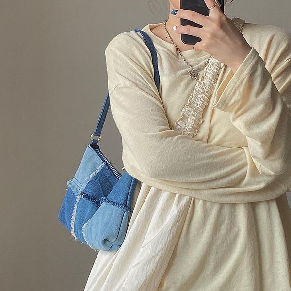 trend women's denim patchwork retro shoulder bags casual jeans baguette bag female handbag totes travel cell phone evening
trend women's denim patchwork retro shoulder bags casual jeans baguette bag female handbag totes travel cell phone evening