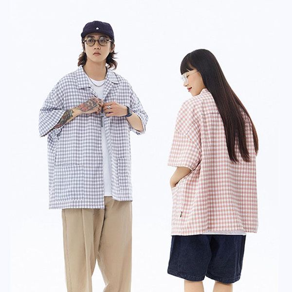 men summer retro plaid streetwear hip hop loose casual short sleeve cotton shirt male japan harajuku korea style couple shirts men's, White;black
men summer retro plaid streetwear hip hop loose casual short sleeve cotton shirt male japan harajuku korea style couple shirts men's, White;black