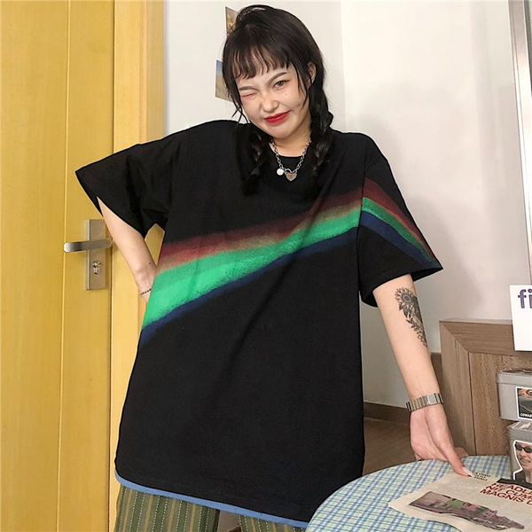 women's t-shirt rainbow short sleeve harajuku hip hop summer casual tshirt female korean japanese loose shirts plus size, White
women's t-shirt rainbow short sleeve harajuku hip hop summer casual tshirt female korean japanese loose shirts plus size, White