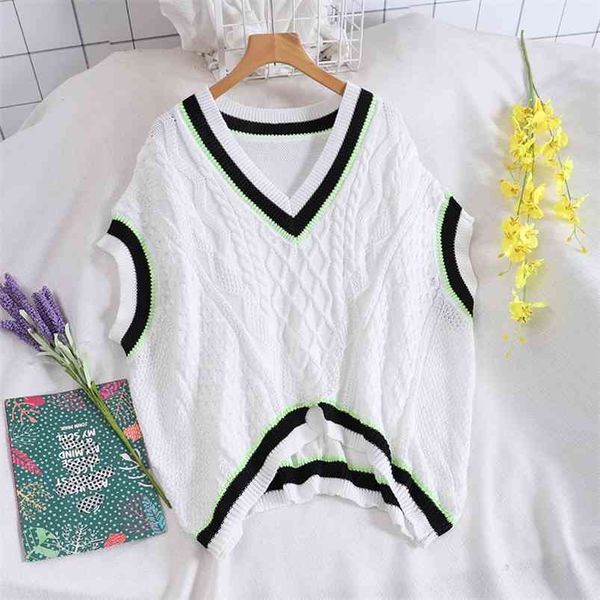 spring autumn women's sweater vests korean style retro contrast color v-neck loose short knitted gx488 210507, Black;white
spring autumn women's sweater vests korean style retro contrast color v-neck loose short knitted gx488 210507, Black;white
