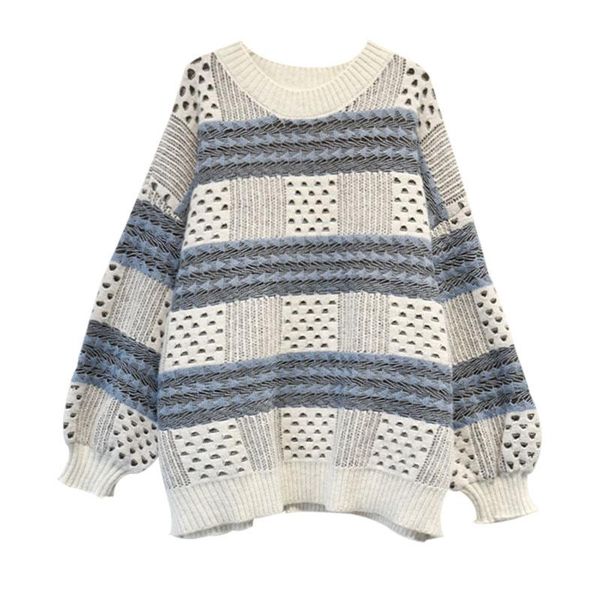 hsa autumn winter women sweater and pullovers 2021 hollow out lantern sleeve pull jumpers wide striped korean fashion women's sweaters, White;black
hsa autumn winter women sweater and pullovers 2021 hollow out lantern sleeve pull jumpers wide striped korean fashion women's sweaters, White;black