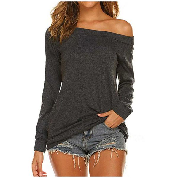 women's t-shirt off shoulder harajuku tshirt long sleeve shirt tunic solid color t-shirt spring f66 streetwear ladies 05wi, White
women's t-shirt off shoulder harajuku tshirt long sleeve shirt tunic solid color t-shirt spring f66 streetwear ladies 05wi, White
