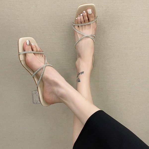 rhinestone high-heeled sandals and slippers women 2021 summer style korean thick-heeled dress shoes, Black
rhinestone high-heeled sandals and slippers women 2021 summer style korean thick-heeled dress shoes, Black
