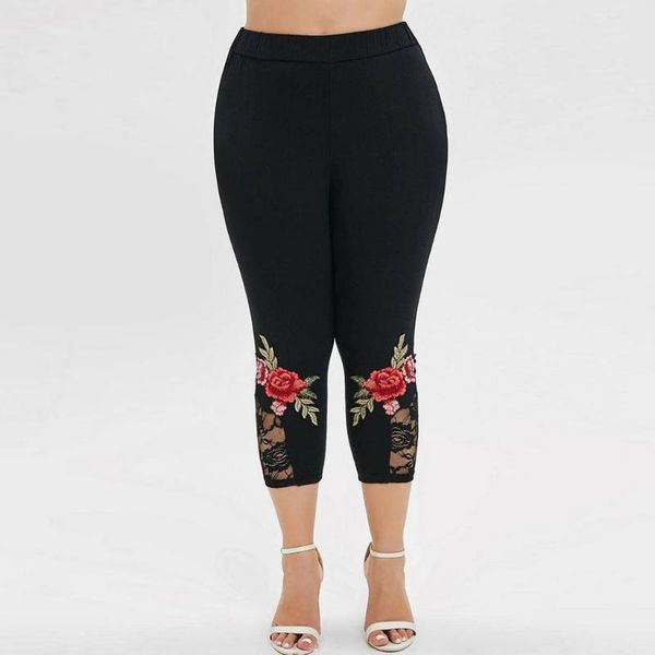 women plus size leggings applique lace splice solid elastic casual pants spring summer high waist jeggings women's, Black
women plus size leggings applique lace splice solid elastic casual pants spring summer high waist jeggings women's, Black