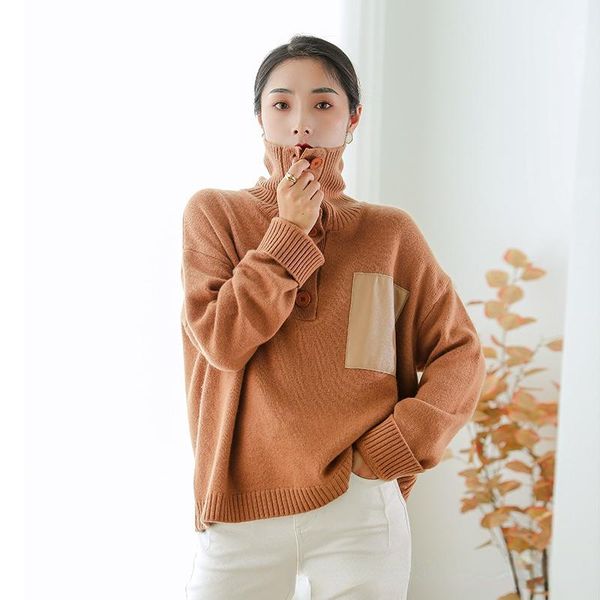 women's sweaters 2021 autumn and winter lapel solid color button decoration sweater thick loose cashmere long-sleeved top, White;black
women's sweaters 2021 autumn and winter lapel solid color button decoration sweater thick loose cashmere long-sleeved top, White;black