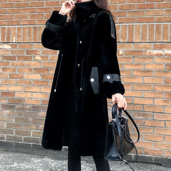 women's wool & blends women sheep fur coat winter blend jacket real shearing clothing, Black
women's wool & blends women sheep fur coat winter blend jacket real shearing clothing, Black