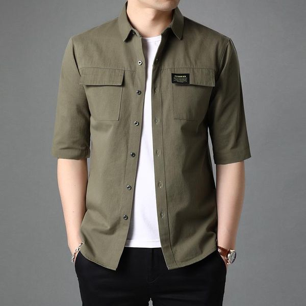men's casual shirts cargo style 3/4 sleeve men shirt with front pocket 100% cotton button up mens slim fit short three quarter black, White;black
men's casual shirts cargo style 3/4 sleeve men shirt with front pocket 100% cotton button up mens slim fit short three quarter black, White;black