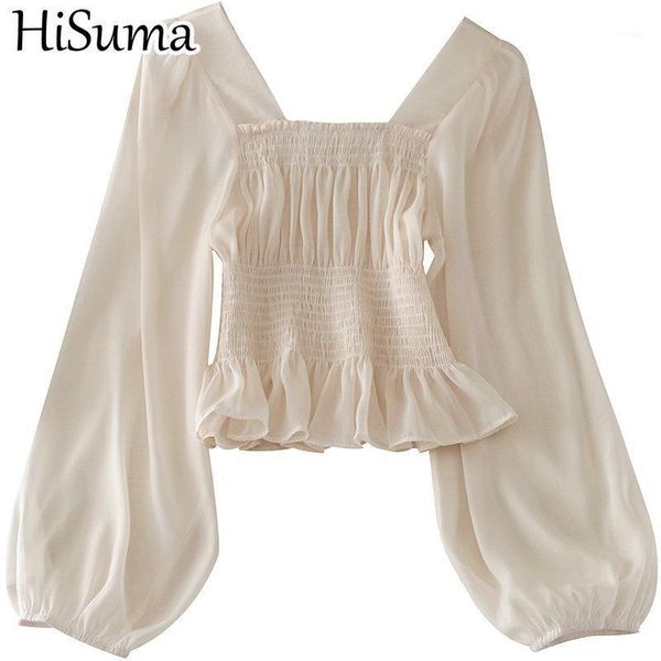 women summer square collar lantern sleeve pleated ruffles shirt lady short elastic slim chiffon pullover chic blouse women's blouses &, White
women summer square collar lantern sleeve pleated ruffles shirt lady short elastic slim chiffon pullover chic blouse women's blouses &, White