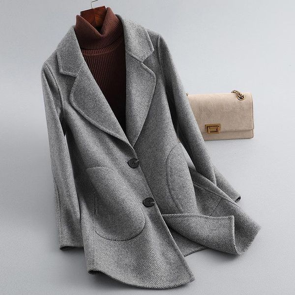 women's wool & blends double sided cashmere coat suit 2021 autumn and winter short clearance off-season wear, Black
women's wool & blends double sided cashmere coat suit 2021 autumn and winter short clearance off-season wear, Black