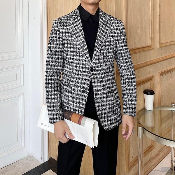 men's suits & blazers british style blazer plaid men vintage terno masculino blaser homens wool blend tweed jacket, White;black
men's suits & blazers british style blazer plaid men vintage terno masculino blaser homens wool blend tweed jacket, White;black