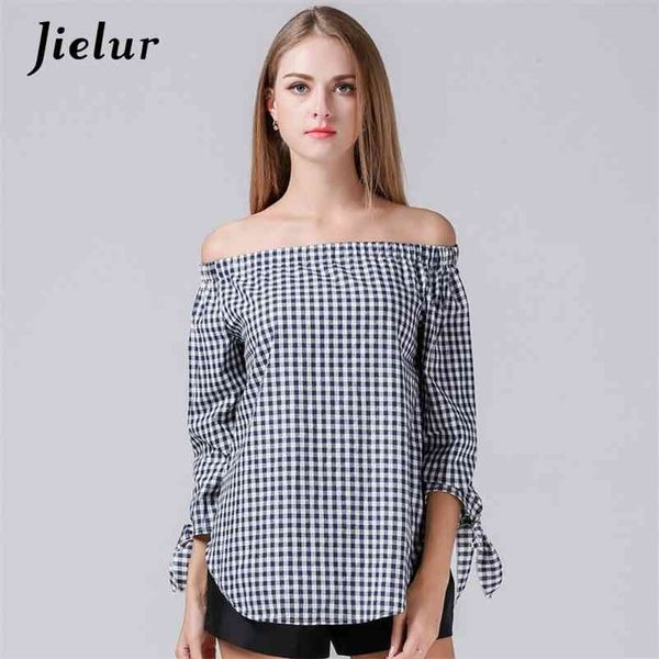 plaid slash neck fashion women blouses loose high street blusas femininas casual personality chic s-xl 210426, White
plaid slash neck fashion women blouses loose high street blusas femininas casual personality chic s-xl 210426, White