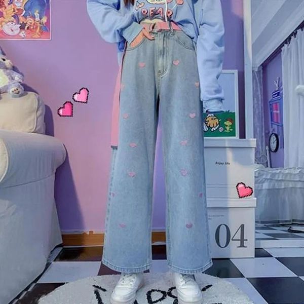 women's jeans y2k baggy blue love heart women kawaii korean fashion straight high waist wide leg denim pants streetwear loose trousers
women's jeans y2k baggy blue love heart women kawaii korean fashion straight high waist wide leg denim pants streetwear loose trousers