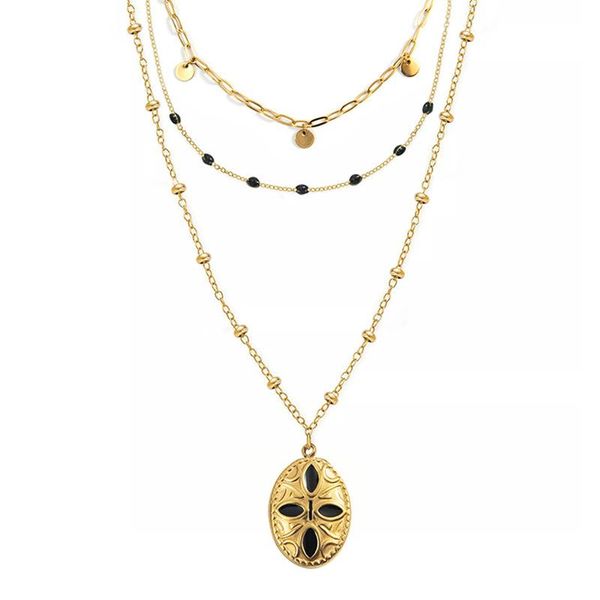 pendant necklaces stainless collier femme 2021 for women layered gold necklace 3 layers vintage black enamel jewelry, Silver
pendant necklaces stainless collier femme 2021 for women layered gold necklace 3 layers vintage black enamel jewelry, Silver