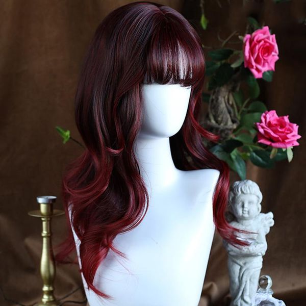synthetic wigs houyan red bangs long curly hair wig women high temperature resistant silk wavy cosplay lolita, Black
synthetic wigs houyan red bangs long curly hair wig women high temperature resistant silk wavy cosplay lolita, Black