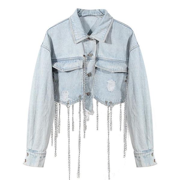 women's jackets 2021 women clothing heavy industry chain decoration short denim jacket sacos de mujer vestir abrigo winter clothes, Black;brown
women's jackets 2021 women clothing heavy industry chain decoration short denim jacket sacos de mujer vestir abrigo winter clothes, Black;brown