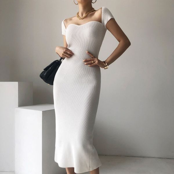 elegant vintage skinny solid knitted dresses women summer short sleeve slim waist female pencil dress women midi dress 210514, Black;gray
elegant vintage skinny solid knitted dresses women summer short sleeve slim waist female pencil dress women midi dress 210514, Black;gray
