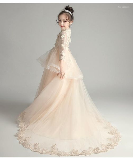 girl's dresses champagne lace kids first communion appliques baptism gown long trailing little bride clothes wedding outfits1, Red;yellow
girl's dresses champagne lace kids first communion appliques baptism gown long trailing little bride clothes wedding outfits1, Red;yellow