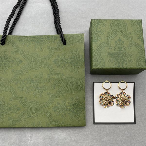 chic colored diamond charm earrings flower double letter pendant studs women floral designer eardrop with stamps for lady gift, Golden
chic colored diamond charm earrings flower double letter pendant studs women floral designer eardrop with stamps for lady gift, Golden