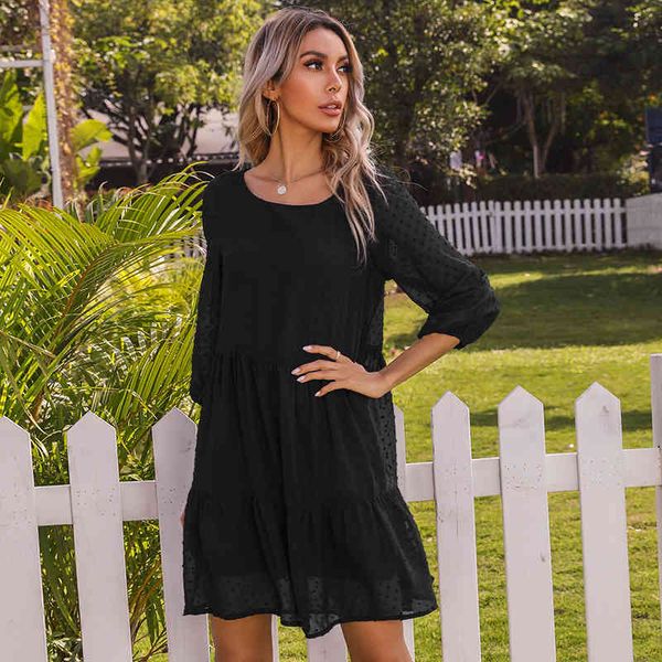 dresses solid color round ne stitched 7 / 4 sleeve pleated for women, Black;gray
dresses solid color round ne stitched 7 / 4 sleeve pleated for women, Black;gray