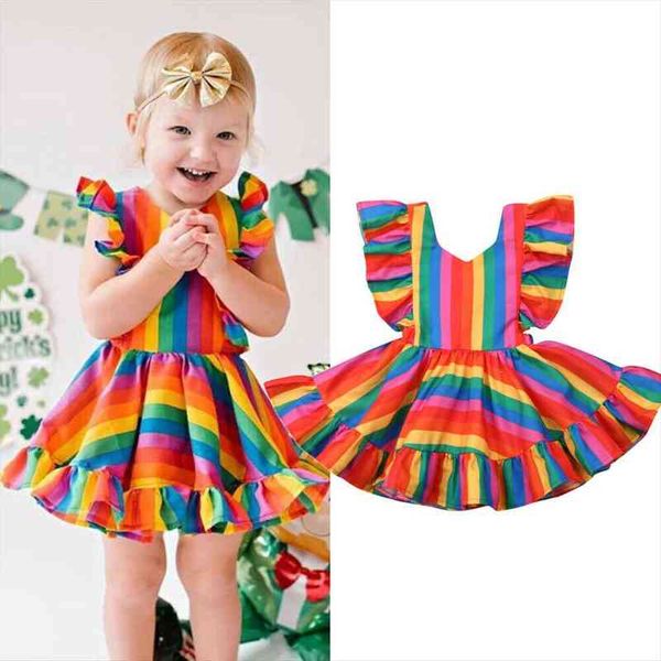 sweet kids baby girl rainbow dress ruffle sleeve striped print mini a-line dress princess sundress, Red;yellow
sweet kids baby girl rainbow dress ruffle sleeve striped print mini a-line dress princess sundress, Red;yellow