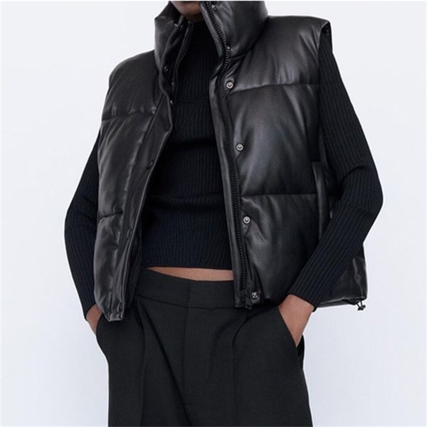 sleeveless parka coat winter women's jacket stand collar adjustable hem pu leather vest women coats female waistcoat 210910, Black
sleeveless parka coat winter women's jacket stand collar adjustable hem pu leather vest women coats female waistcoat 210910, Black