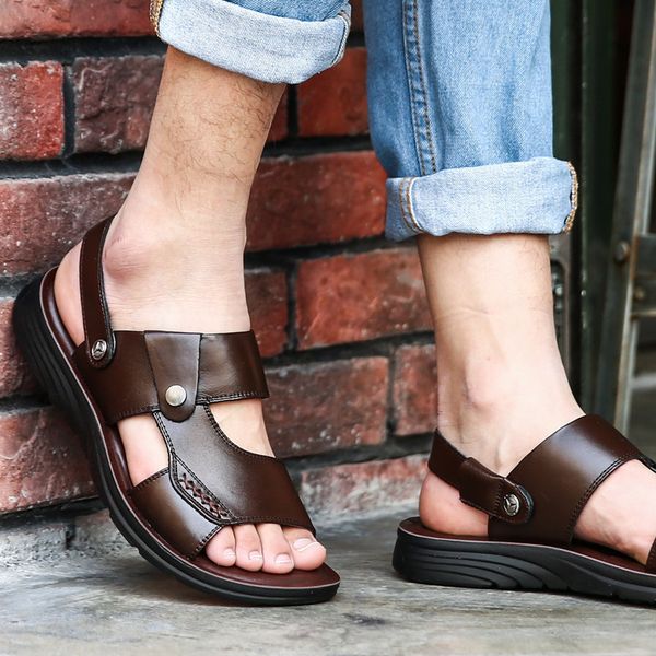 mens summer new sandals and slippers mens leather sandals mens thick-soled beach shoes non-slip open-toe leathersandals, Black
mens summer new sandals and slippers mens leather sandals mens thick-soled beach shoes non-slip open-toe leathersandals, Black