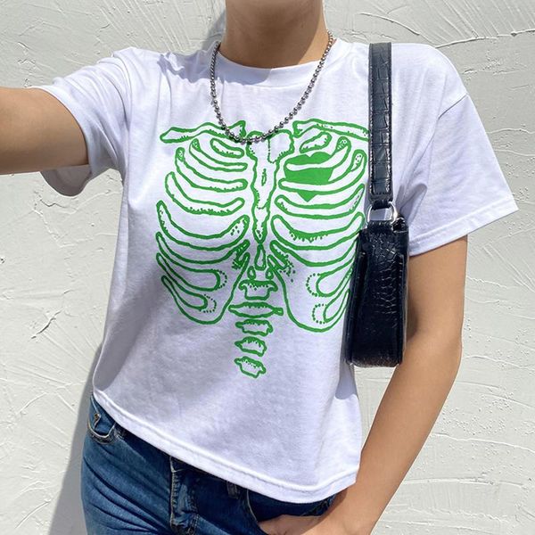 women's t-shirt stylish skeleton print t shirt summer short sleeve round neck slim casual crop female daily wild clothes for streetwea, White
women's t-shirt stylish skeleton print t shirt summer short sleeve round neck slim casual crop female daily wild clothes for streetwea, White