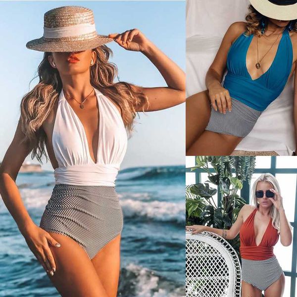 one-piece suits lovmove white and stripe patchwork swimsuit women belt bow v-neck beach bathing suit women's swimwear bodysuit
one-piece suits lovmove white and stripe patchwork swimsuit women belt bow v-neck beach bathing suit women's swimwear bodysuit