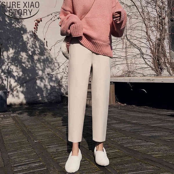 thick woolen women autumn and winter loose wide leg harem pants solid high elastic waist casual trouser 12113 210417, Black;white
thick woolen women autumn and winter loose wide leg harem pants solid high elastic waist casual trouser 12113 210417, Black;white