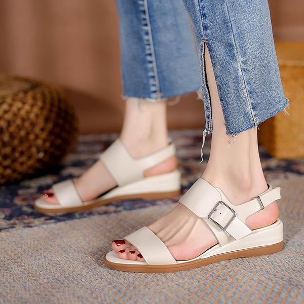 genuine leather womens shoes casual buckle strap for women sandals handmade summer wedge flat modern, Black
genuine leather womens shoes casual buckle strap for women sandals handmade summer wedge flat modern, Black