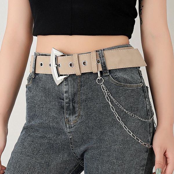 belts punk leather for women designer personality metal chain pin buckle waist strap hip hop jeans dress decorative waistband, Black;brown
belts punk leather for women designer personality metal chain pin buckle waist strap hip hop jeans dress decorative waistband, Black;brown