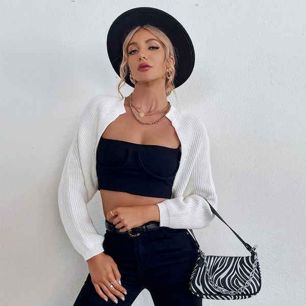 women's autumn 2021 sweater small coat white thin blouse sports knitted women, White;black