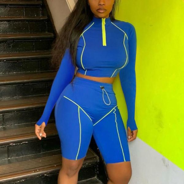 women's tracksuits sporty casual matching sets women long sleeve crop and biker shorts set neon striped zipper 2 piece blue, Gray
women's tracksuits sporty casual matching sets women long sleeve crop and biker shorts set neon striped zipper 2 piece blue, Gray