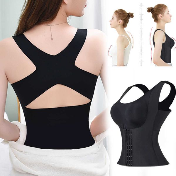 women reducing girdle posture corrector bra seamless underwear slimming belly sheath cross back tank body fitness vest 210708, Black;white
women reducing girdle posture corrector bra seamless underwear slimming belly sheath cross back tank body fitness vest 210708, Black;white