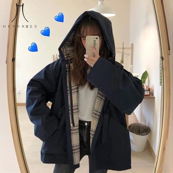 women's jackets heydress 2021 autumn women plaid hooded casual female japanese harajuku preppy style outerwears lady fashion clothes, Black;brown
women's jackets heydress 2021 autumn women plaid hooded casual female japanese harajuku preppy style outerwears lady fashion clothes, Black;brown