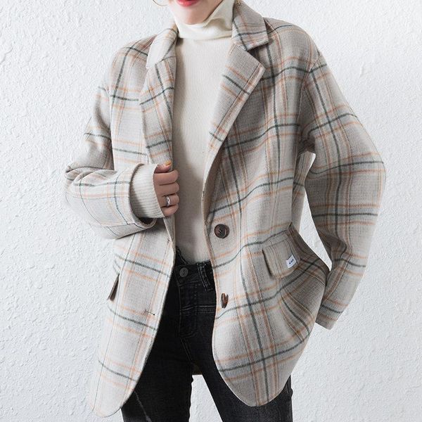 women's wool & blends anti season double faced coat women short small plaid british autumn winter suit woolen, Black
women's wool & blends anti season double faced coat women short small plaid british autumn winter suit woolen, Black