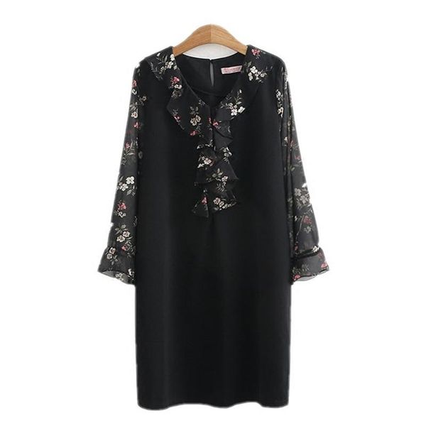 casual dresses 2021 spring autumn plus size women's floral chiffon stitching long-sleeved fashion dress female black vestidos a355, Black;gray
casual dresses 2021 spring autumn plus size women's floral chiffon stitching long-sleeved fashion dress female black vestidos a355, Black;gray