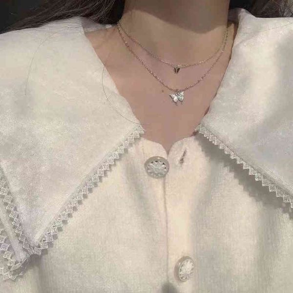 double layer butterfly diamond alloy pendant necklace silver-plated copper link choker chain women jewelry party necklaces
double layer butterfly diamond alloy pendant necklace silver-plated copper link choker chain women jewelry party necklaces